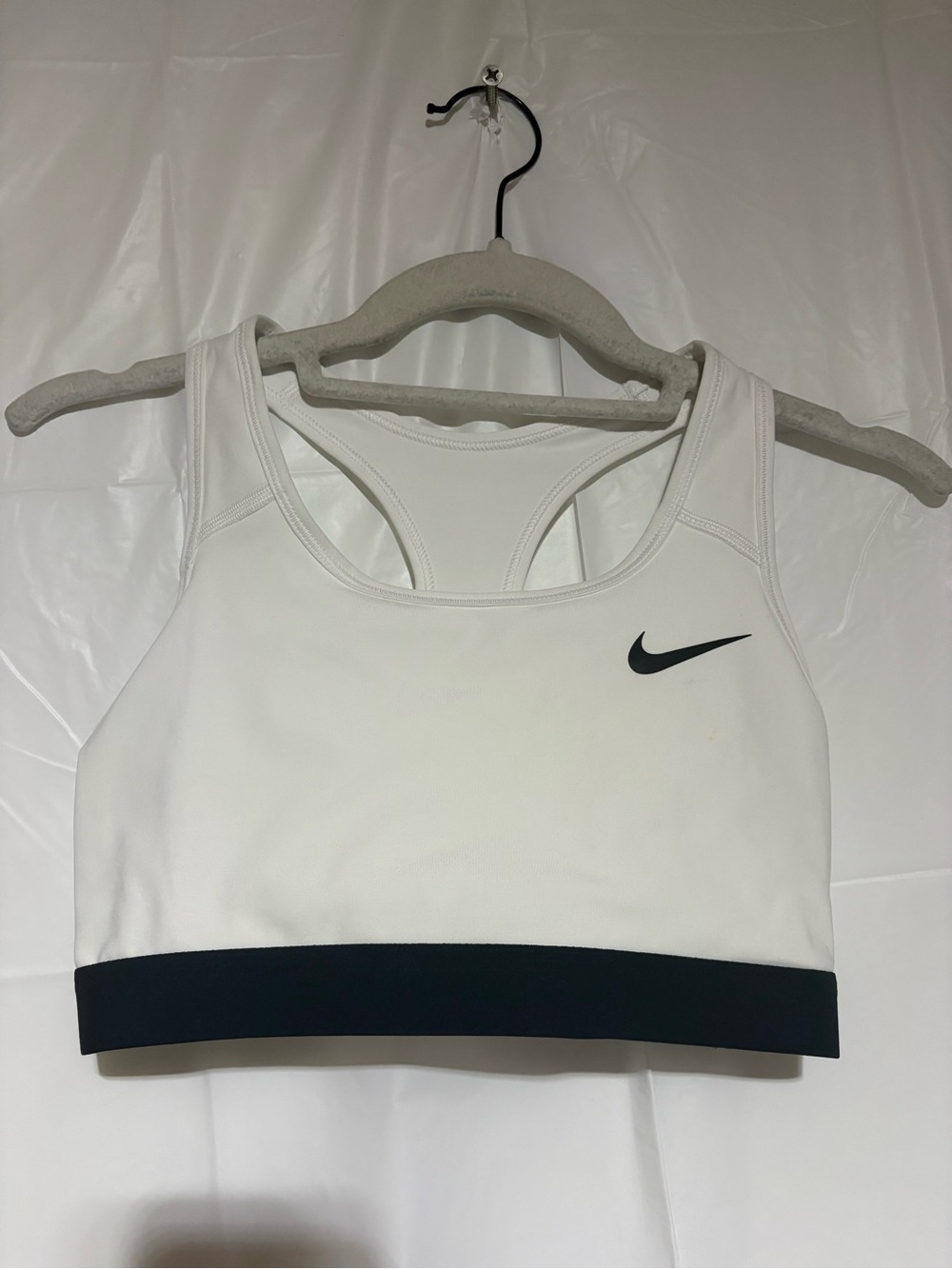 Nike White Racerback Sports Bra with Black Underband